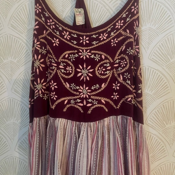 Embroidered Halter Dress in Purple and Pink - Picture 1 of 6